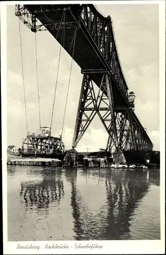 Ak Rendsburg in Schleswig Holstein, Hochbrücke Schwebefähre