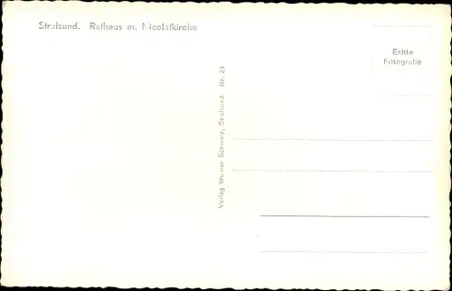 Ak Stralsund in Vorpommern, Rathaus mit Nicolaikirche
