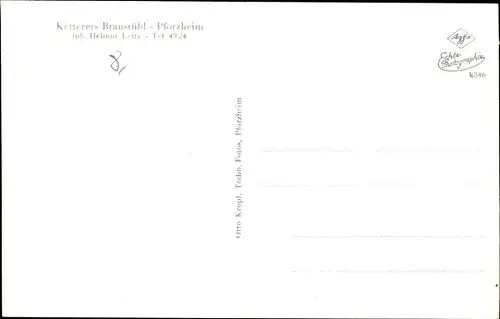 Ak Pforzheim im Schwarzwald, Ketterers Braustübl