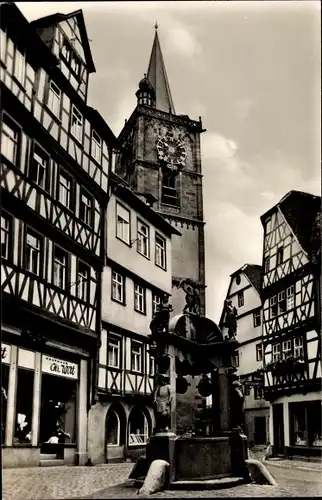 Ak Wertheim am Main, Engelsbrunnen, Fachwerkhaus
