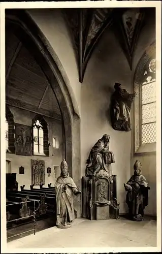 Ak Hirschhorn am Neckar Hessen, Klosterkirche, Figuren v. ehem. Hochaltar