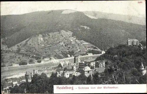 Ak Heidelberg am Neckar, Schloss von der Molkenkur