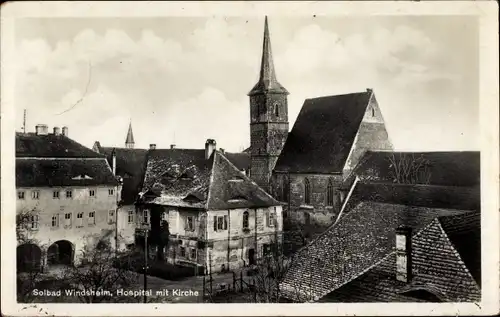 Ak Bad Windsheim in Mittelfranken, Solbad, Hospital mit Kirche