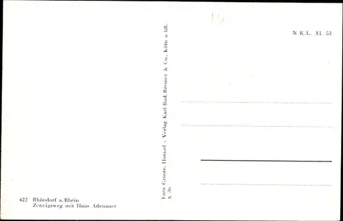 Ak Rhöndorf Bad Honnef am Rhein, Zennigsweg mit Haus Adenauer