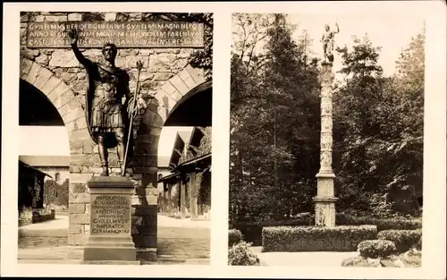 Ak Bad Homburg vor der Höhe Hessen, Römerkastell Kastell Saalburg, Nachbildung Mainzer Jupitersäule