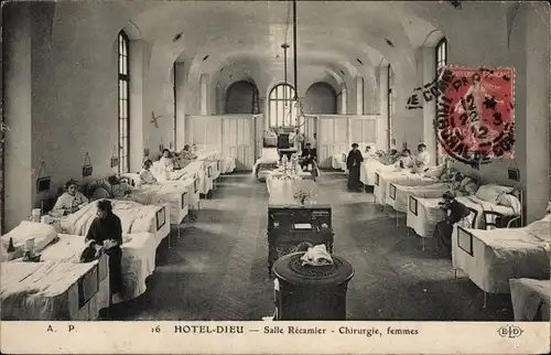 Ak Paris, Hotel Dieu, Salle Recamier, Chirurgie, femmes