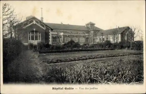 Ak Clichy Hauts de Seine?, Hopital Gouin, Vue de jardins