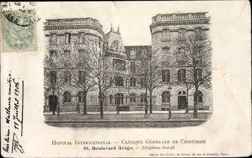 Ak Paris XIII. Arrondissement Gobelins, Hopital International, Clinique Generale de Chirurgie