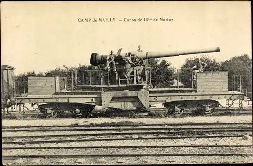 Ak Mailly le Camp Aube, Canon de 16 cm de Marine