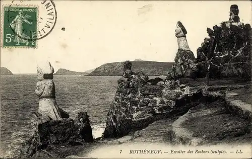 Ak Rothéneuf Ille-et-Vilaine, Escalier des Rochers sculptés