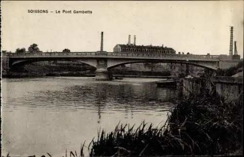 Ak Soissons Aisne, Le Pont Gambetta