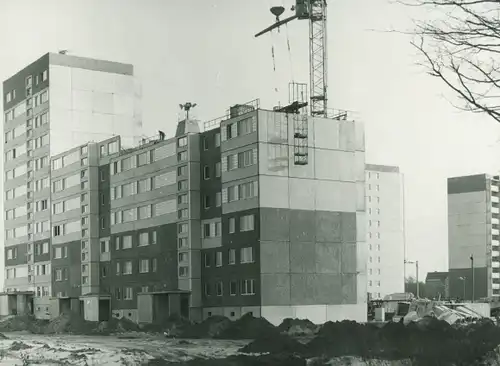 Foto Berlin Lichtenberg Alt Friedrichsfelde, Straße der Befreiung, Neubauviertel im Aufbau, Kran