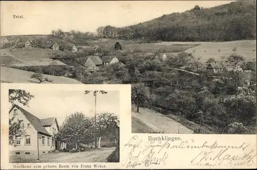 Ak Buchklingen Birkenau im Odenwald, Gasthaus zum grünen Baum, Totalansicht