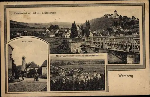 Ak Wernberg Kärnten, Schloss, Naabbrücke, Marktplatz