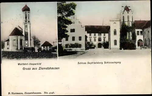 Ak Ziemetshausen in Schwaben, Wallfahrt Vesperbild, Schloss Seyfriedsberg