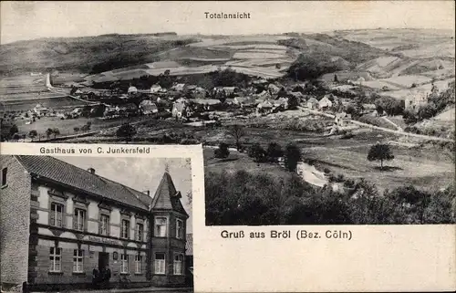 Ak Bröl Much Bezirk Köln, Gasthaus, Totalansicht der Ortschaft