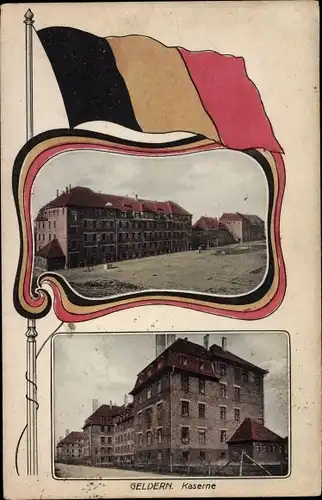 Ak Geldern am Niederrhein, Kaserne, belgische Fahne