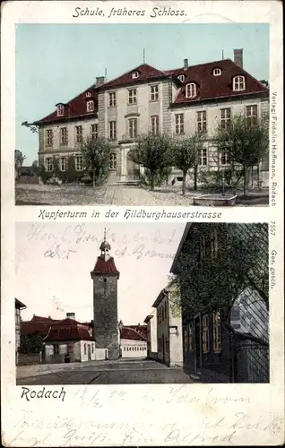 Golden Windows Leuchtfenster Ak Bad Rodach Oberfranken Bayern, Kupferturm, Hildburghauserstraße