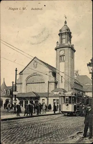 Ak Hagen in Westfalen, Bahnhof, Straßenbahn 36