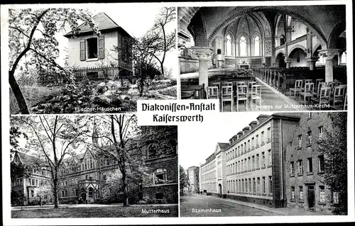 Ak Kaiserswerth Düsseldorf, Diakonissenanstalt, Fliedner Häuschen, Mutterhaus, Kirche, Stammhaus