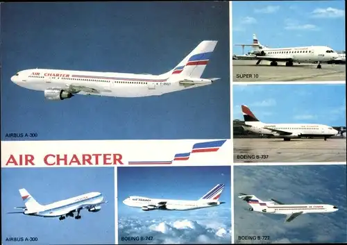 Ak Passagierflugzeuge Air Charter, Airbus A 300, Boeing B 727, B 737, B 747, Super 10