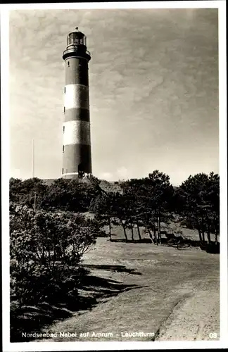 Ak Nebel auf der Insel Amrum Nordfriesland, Leuchtturm