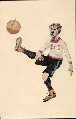 Ak Fußballer tritt gegen einen Ball, EFC