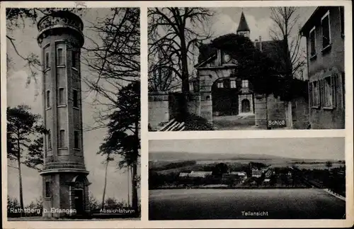 Ak Erlangen in Mittelfranken Bayern, Rathsberg, Aussichtsturm, Schloss