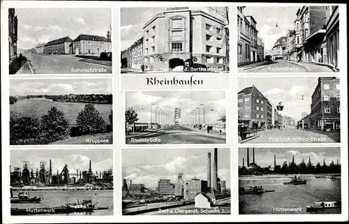 Ak Rheinhausen Duisburg im Ruhrgebiet, Zeche Diergardt, Schacht II, Hüttenwerk, Kaiserstraße