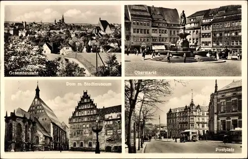 Ak Freiberg in Sachsen, Gesamtansicht, Obermarkt, Dom, Stadtmuseum, Postplatz