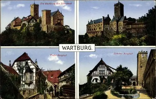 Ak Lutherstadt Eisenach in Thüringen, Wartburg, Erster und Zweiter Burghof