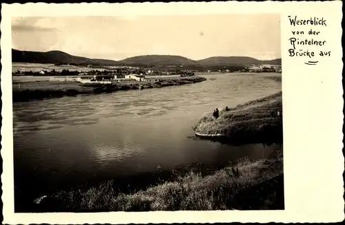 Foto Ak Rinteln an der Weser, Weserblick von der Rintelner Brücke aus