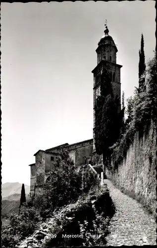 Ak Morcote Kanton Tessin, Chiesa, Partie an der Mauer