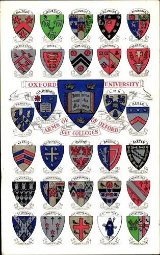 Wappen Ak Oxford Oxfordshire England, Coat of Arms, Oxford University