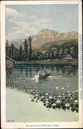 Künstler Ak Kramsach in Tirol, Ruderpartie, Krummsee