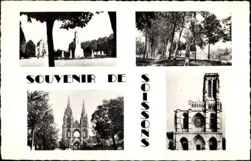 Ak Soissons Aisne, Allee, Kathedrale