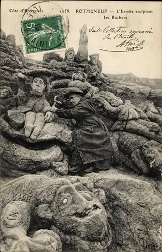 Ak Rothéneuf Ille-et-Vilaine, Rochers sculptés, L'Ermite sculptant les Rochers