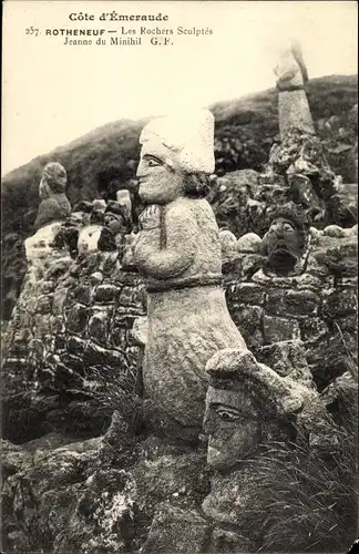 Ak Rothéneuf Ille-et-Vilaine, Rochers sculptés, Jeanne du Minihil