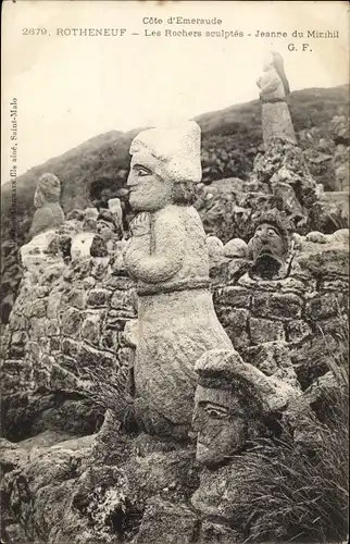 Ak Rothéneuf Ille-et-Vilaine, Rochers sculptés, Jeanne du Minihil