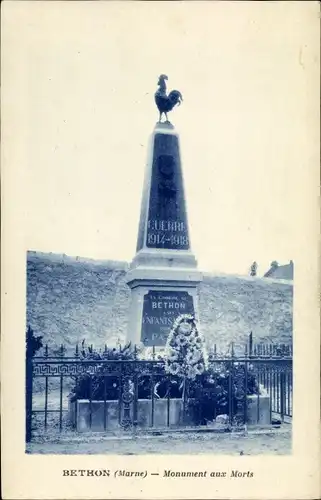 Ak Bethon Marne, Monument aux Morts