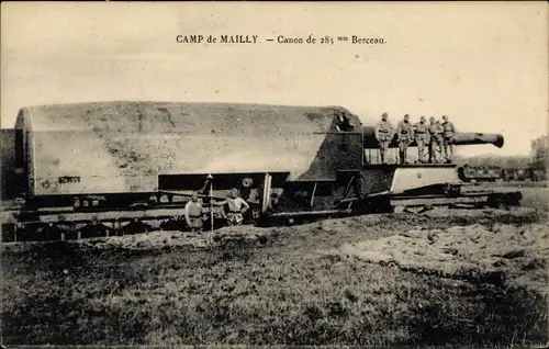 Ak Mailly le Camp Aube, Canon de 285 mm Berceau