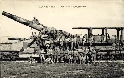 Ak Mailly le Camp Aube, Canon de 32 c/m glissement