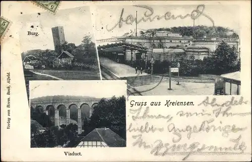 Ak Kreiensen Einbeck, Bahnhof, Burg, Viadukt
