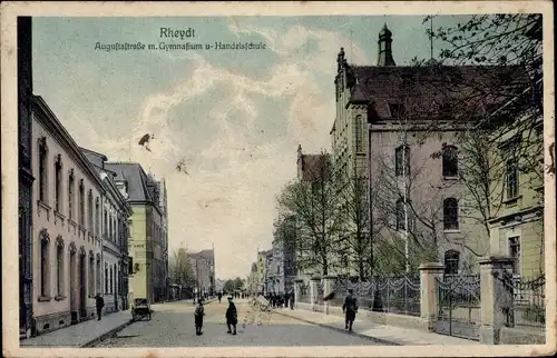 Ak Rheydt Mönchengladbach am Niederrhein, Augustastraße, Gymnasium, Handelsschule