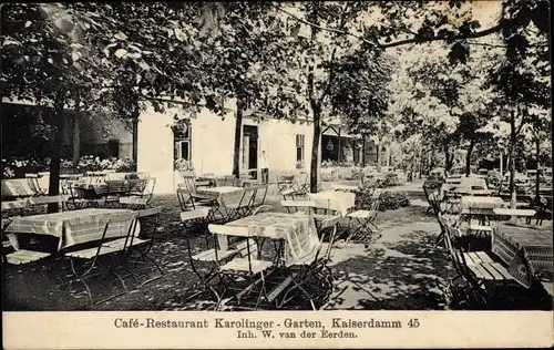 Ak Berlin Charlottenburg, Cafe Restaurant Karolinger Garten, Kaiserdamm 45
