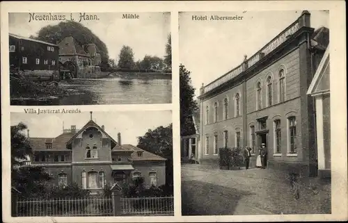 Ak Neuenhaus Grafschaft Bentheim Niedersachsen, Mühle, Hotel Albersmeier, Villa Justizrat Arends