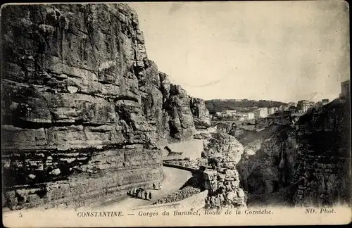 Ak Constantine Algerien, Gorges du Bummel, Route de la Corniche