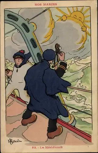 Künstler Ak Gervere, Nos Marins, Marinesoldaten, Sonnenschein, La Meridienne