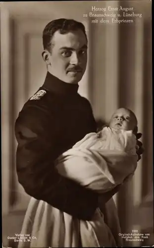 Ak Herzog Ernst August von Braunschweig mit dem Erbprinzen, Portrait, Uniform