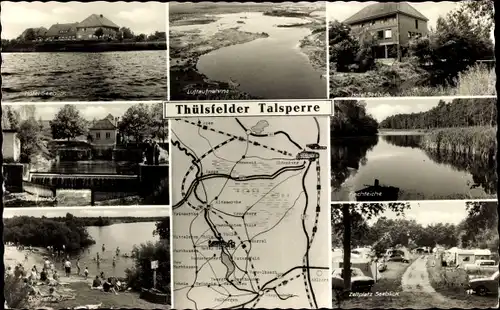 Ak Thüle Friesoythe in Niedersachsen, Thülsfelder Talsperre, Hotel Seeblick, Zeltplatz, Wasserablauf